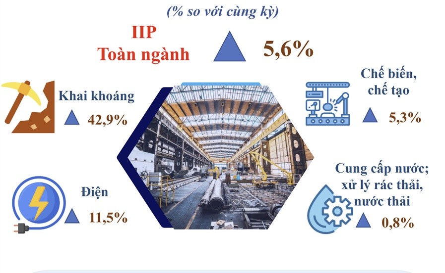 IIP 6 tháng đầu năm 2024 đạt mức tăng trưởng 5,6% so với cùng kỳ, cao nhất trong 3 năm gần đây.