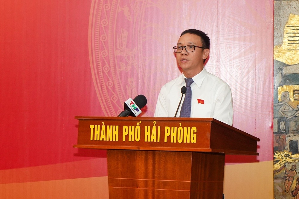 Ông Đào Trọng Đức, Bí thư Đảng đoàn Mặt trận Tổ quốc Việt Nam thành phố Hải Phòng phát biểu tại Hội nghị.