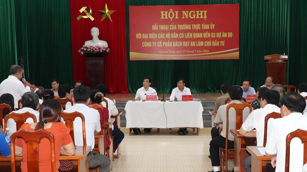 Lãnh đạo tỉnh Quảng Nam chủ trì buổi đối thoại với đại diện các hộ dân liên quan đến 3 Dự án của Công ty Cổ phần Bách Đạt An.