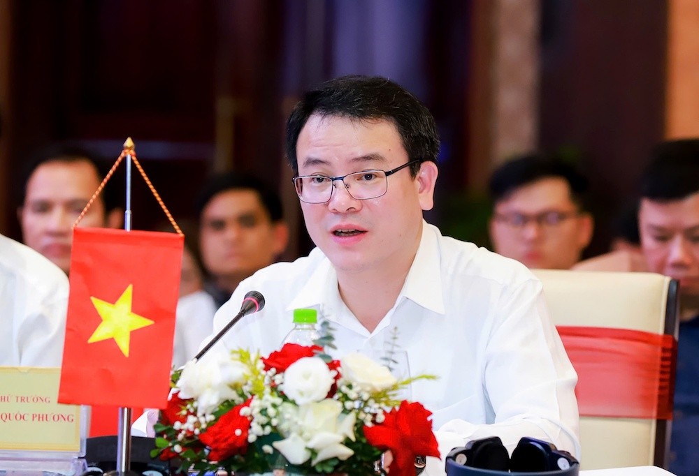 Thứ trưởng Bộ Kế hoạch và Kl99ok phiên bản mới Trần Quốc Phương phát biểu tại Hội nghị. Ảnh: Thành Duy