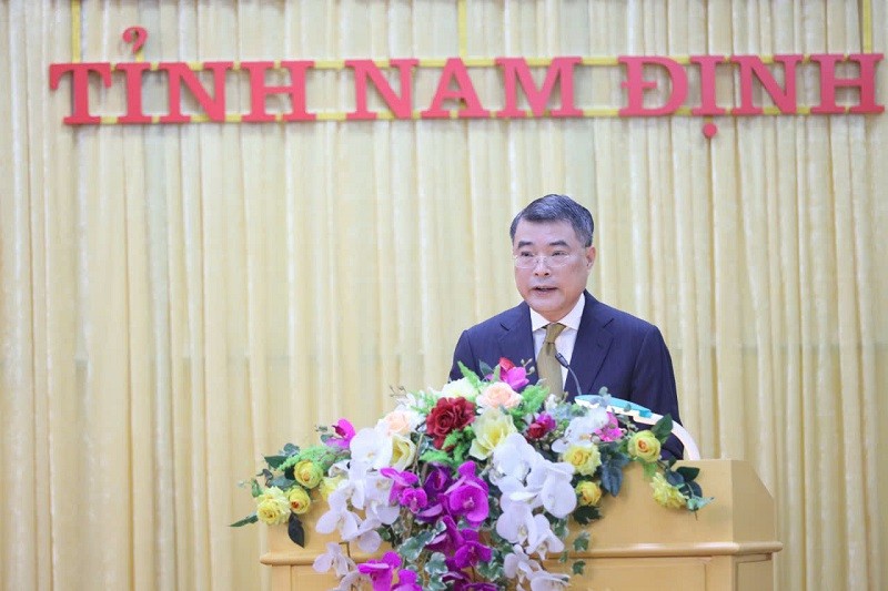 Ông Lê Minh Hưng, Uỷ viên Bộ Kl991.com tải ứng dụng, Bí thư Trung ương Đảng, Trưởng Ban Tổ chức Trung ương phát biểu tại hội nghị.