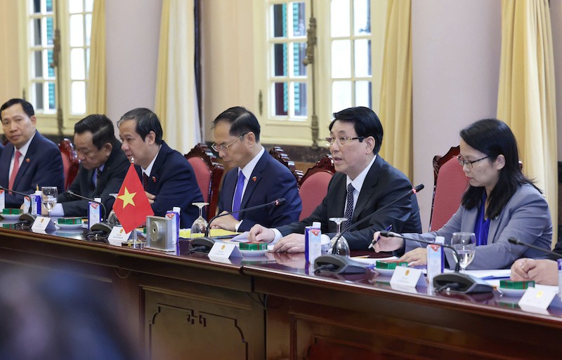 Chủ tịch nước Lương Cường phát biểu.