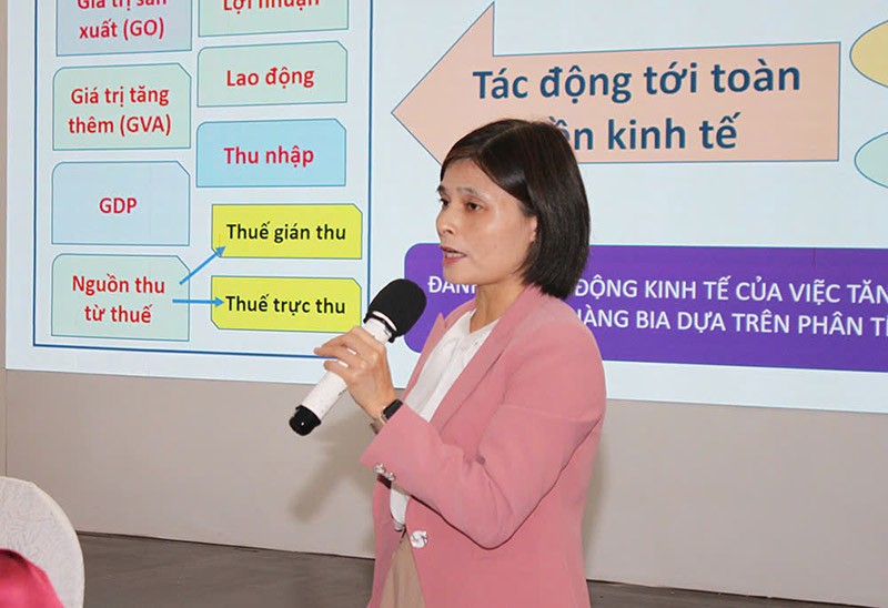 Bà Nguyễn Thị Minh Thảo, Trưởng ban Nghiên cứu môi trường Kl992 VIP Trang Chủ 2026 và năng lực cạnh tranh, CIEM trình bày báo cáo tác động.
