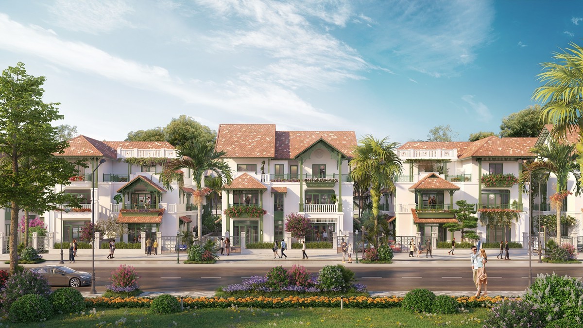 Thiết kế khu thấp tầng lấy cảm hứng từ kiến trúc Đông Dương lồng ghép yếu tố văn hóa bản địa.