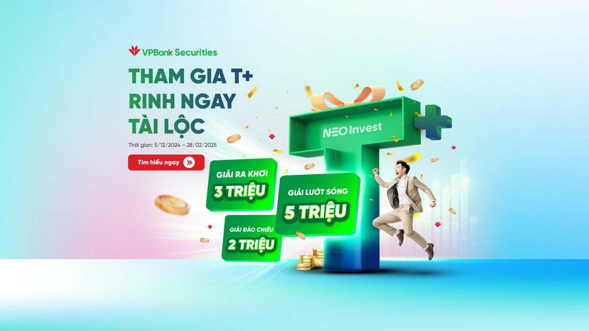 Khách hàng có cơ hội dễ dàng trúng giải thưởng lên tới 15 triệu đồng khi sử dụng eMargin T+ của VPBankS