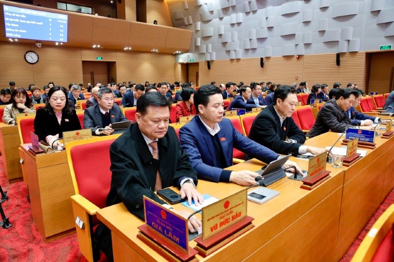 Các đại biểu tham gia biểu quyết.