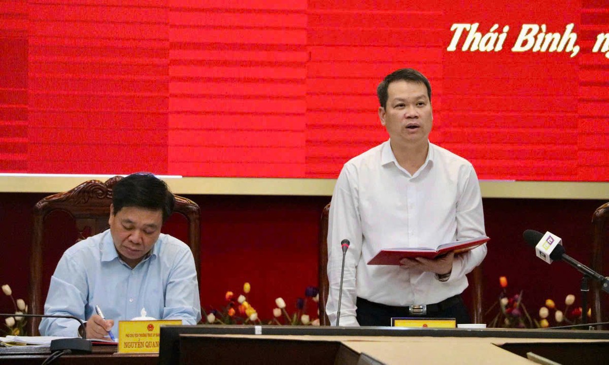 Ông Nguyễn Mạnh Hùng, Phó Bí thư Tỉnh ủy, Chủ tịch UBND tỉnh Thái Bình phát biểu tại hội nghị Ông Nguyễn Mạnh Hùng, Phó Bí thư Tỉnh ủy, Chủ tịch UBND tỉnh Thái Bình phát biểu tại hội nghị