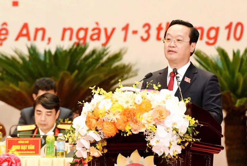 Bí thư Tỉnh ủy Nguyễn Đức Trung phát biểu khai mạc Đại hội.