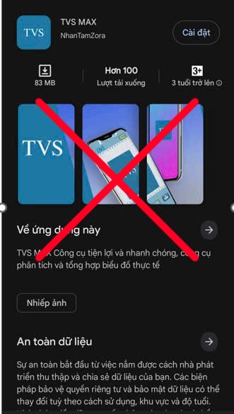 Hình ảnh ứng dụng giả mạo TVS