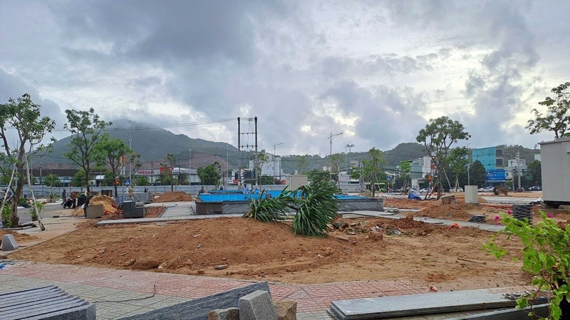 Hạng mục công viên đang được xây dựng hoàn thiện.