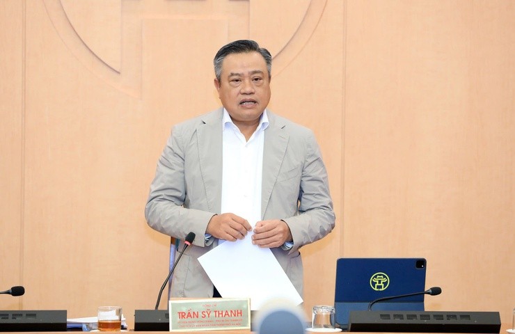 Chủ tịch UBND Thành phố Hà Nội Trần Sỹ Thanh phát biểu kết luận Hội nghị.