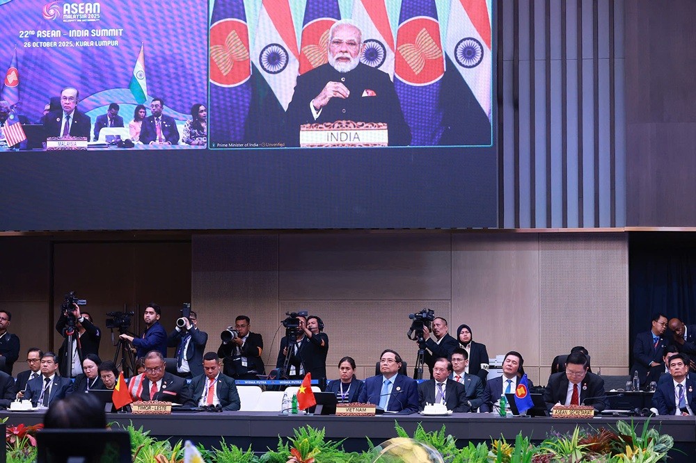 Thủ tướng Narendra Modi khẳng định Ấn Độ ủng hộ các ưu tiên của ASEAN về bao trùm và bền vững, trong đó nhấn mạnh hợp tác chuyển đổi số, an ninh lương thực, chuỗi cung ứng bền vững và Kl992 cổng game cá cược xanh - Ảnh: TTXVN.