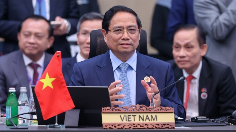 Thủ tướng Phạm Minh Chính phát biểu ý kiến tại Hội nghị Cấp cao ASEAN - Hoa Kỳ lần thứ 13. (Ảnh: Nhật Bắc/VGP).