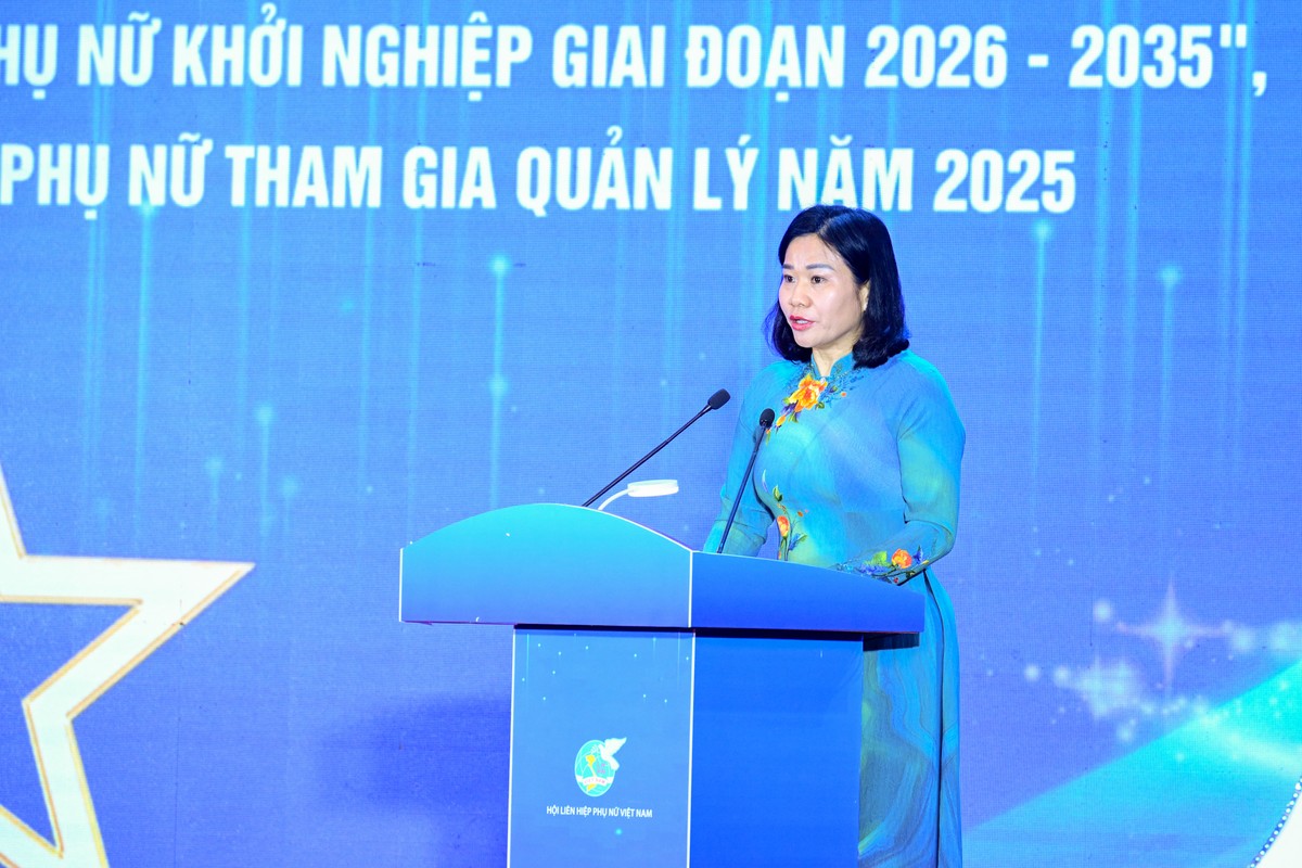 Chủ tịch Hội Liên hiệp Phụ nữ Việt Nam Nguyễn Thị Tuyến phát biểu tại sự kiện - Ảnh: VGP/Nhật Bắc