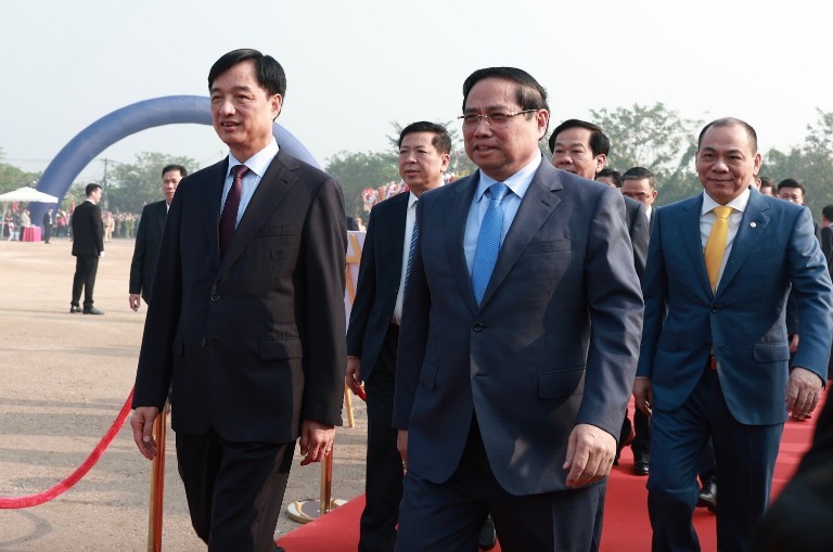 Thủ tướng Kl993 ưu đãi thưởng hấp dẫn Phạm Minh Chính, Bí thư Thành ủy Hà Nội Nguyễn Duy Ngọc dự Lễ khởi công dự án Kl99ok phiên bản mới xây dựng khu đô thị thể thao Olympic (xã Thượng Phúc, thành phố Hà Nội) - Ảnh: VGP.