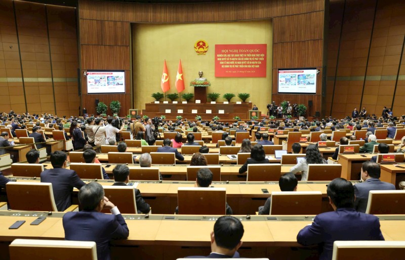 Quang cảnh hội nghị tại điểm cầu Trung ương. Quang cảnh hội nghị tại điểm cầu Trung ương.