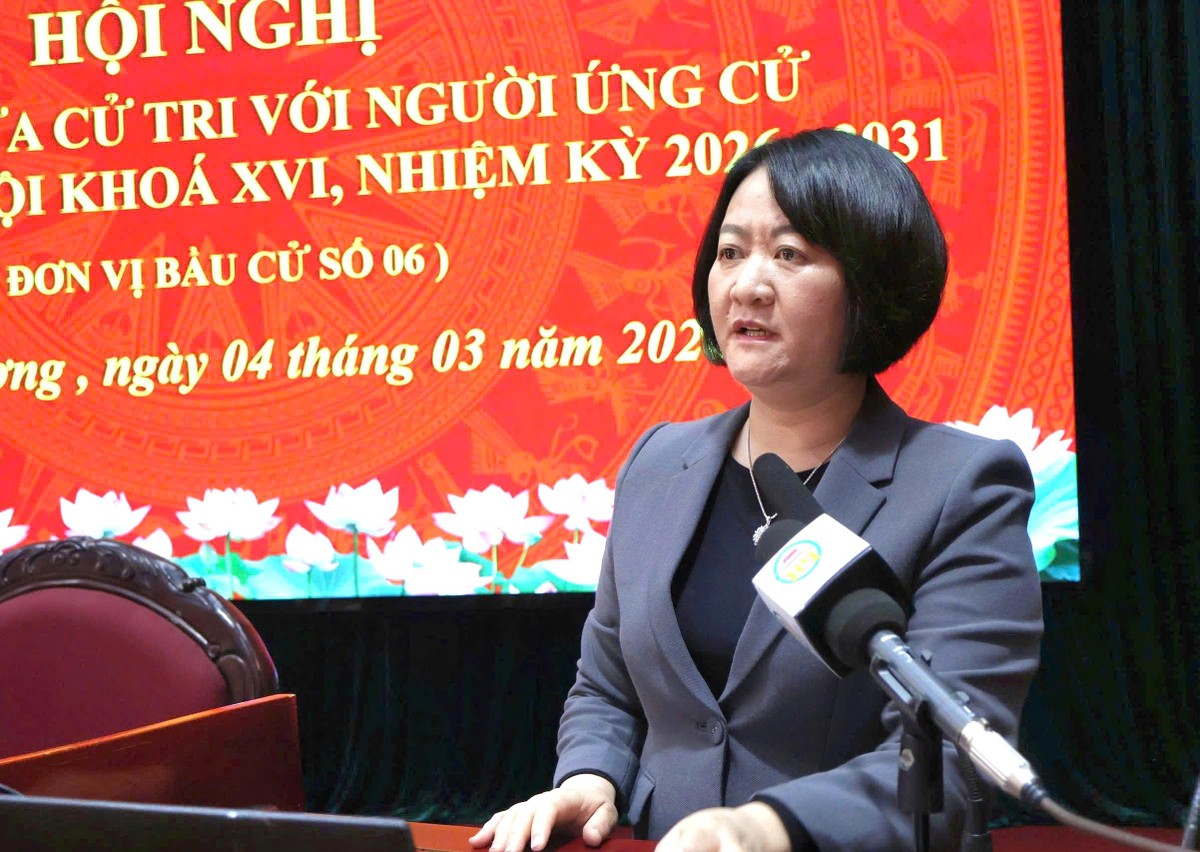 Bà Thái Thị Thu Hường, Tỉnh ủy viên, Giám đốc Sở Khoa học và Công nghệ tỉnh Hưng Yên trình bày chương trình hành động.