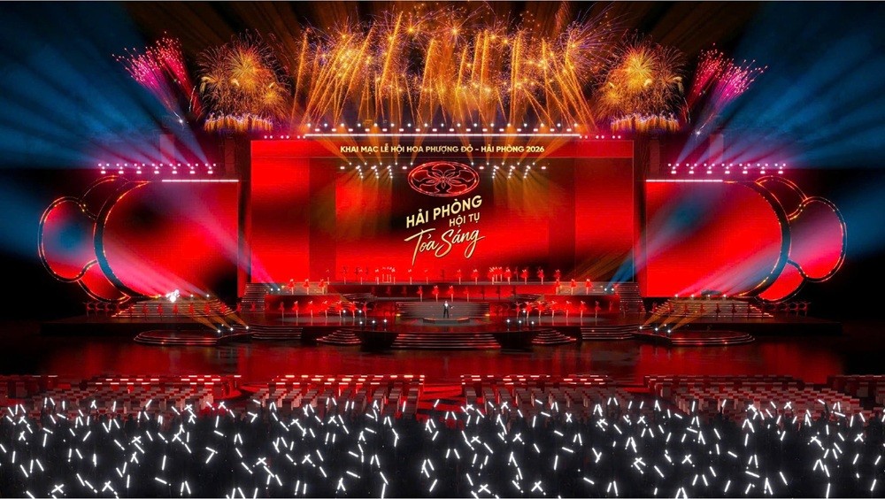 Đêm khai mạc Lễ hội Hoa Phượng đỏ - Hải Phòng 2026 với chủ đề "Hải Phòng - Hội tụ - Tỏa sáng" được Kl99ok phiên bản mới lớn về công nghệ với hệ thống sân khấu đa tầng, màn hình LED hiện đại