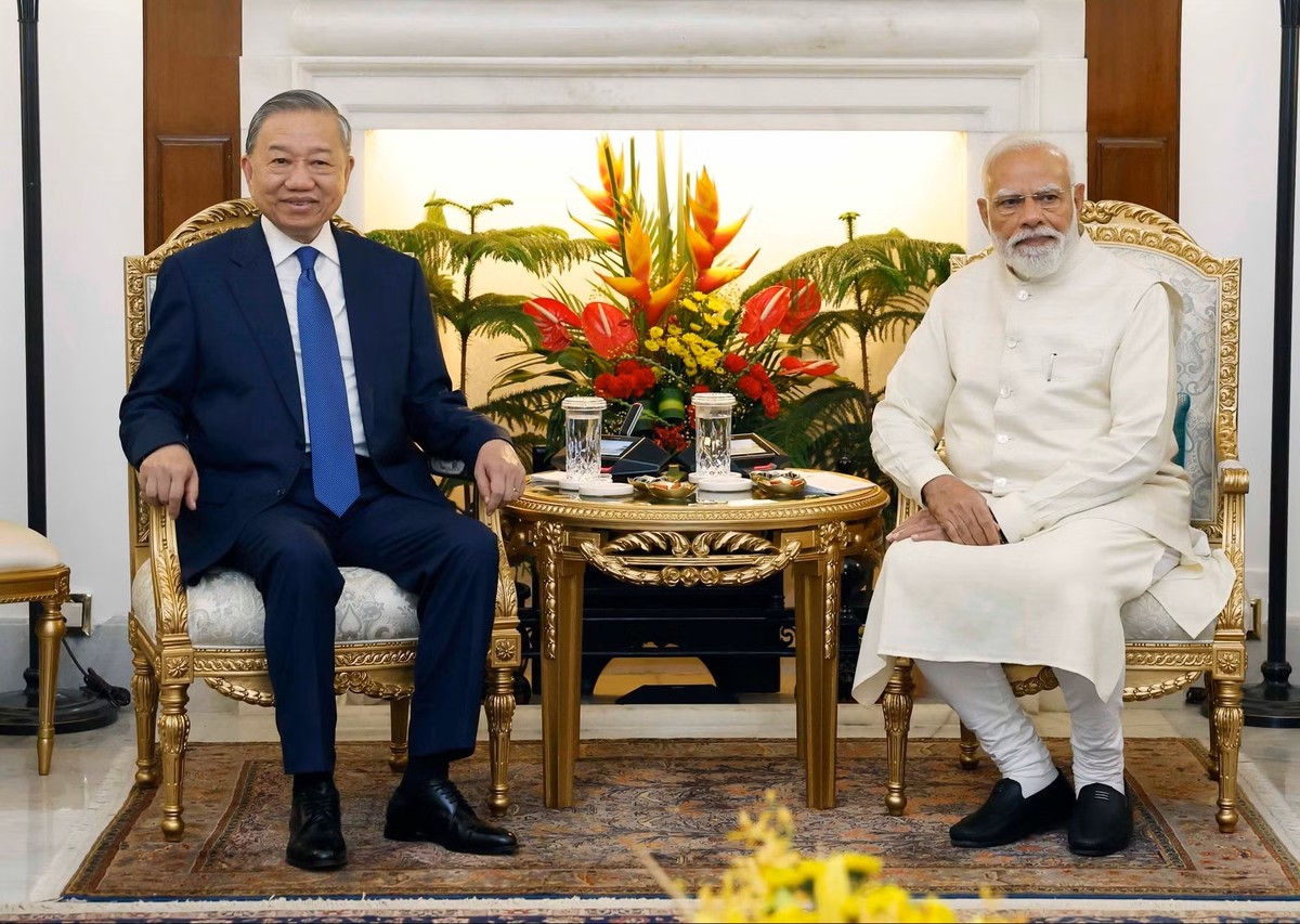 Tổng Bí thư, Chủ tịch nước Tô Lâm và Thủ tướng Ấn Độ Narendra Modi. (Ảnh: Thống Nhất/TTXVN)
