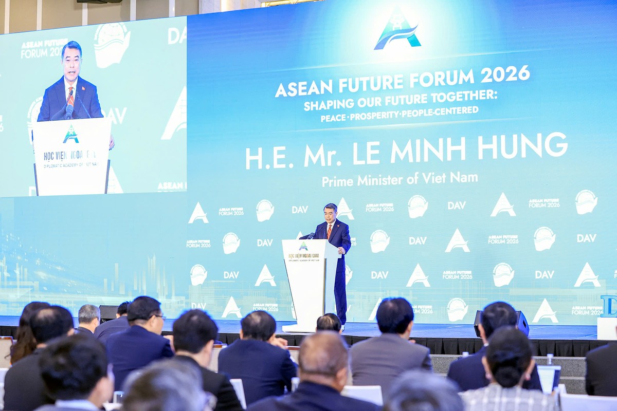 Thủ tướng Lê Minh Hưng phát biểu khai mạc Diễn đàn Tương lai ASEAN 2026. Ảnh: Đức Thanh.