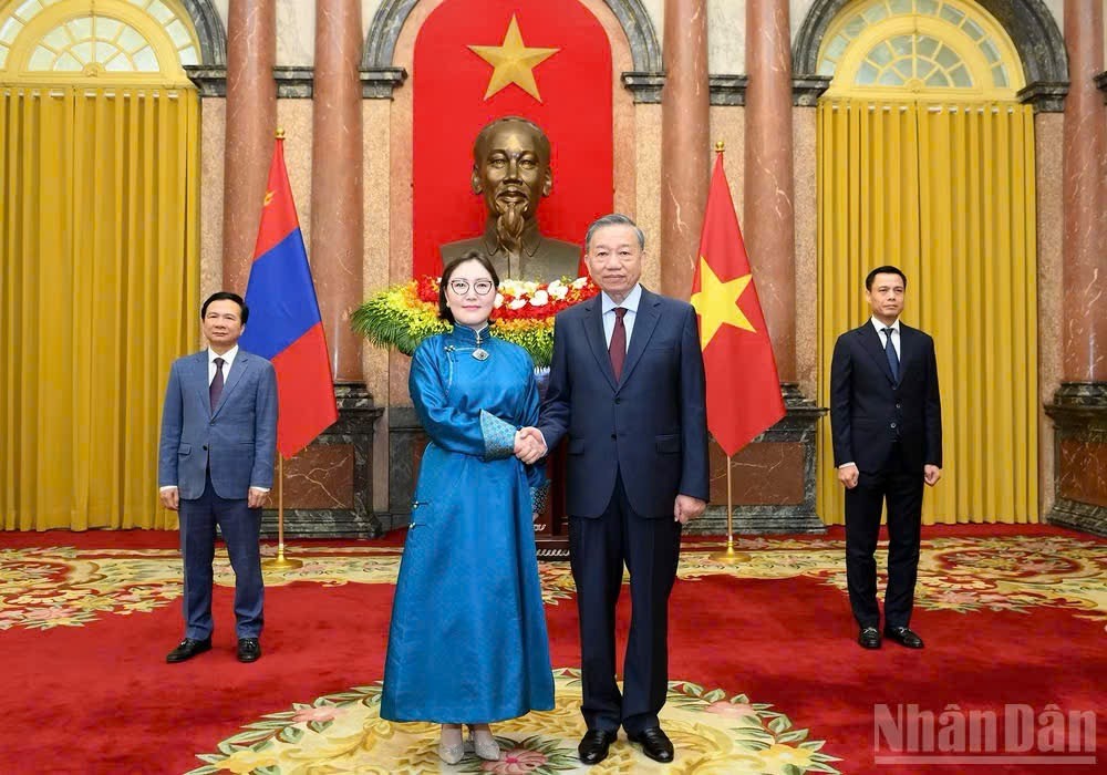 Tổng Bí thư, Chủ tịch nước Tô Lâm với Đại sứ Mông Cổ Hulan Ganbaatar.