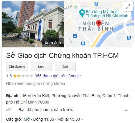 HOSE bị đánh giá 1.5 sao trên Google (hình ảnh chụp màn hình buổi sáng 9/6/2021)