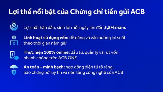 Chứng chỉ tiền gửi ACB có nhiều lợi thế nổi bật, là giải pháp sinh lời vượt trội cho người Kl992 VIP Trang Chủ 2026 và nhà Kl99ok phiên bản mới cá nhân .