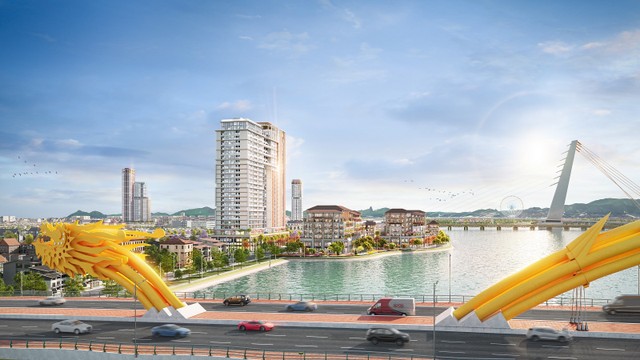 Dự án kề cận Cầu Rồng biểu tượng. Ảnh phối cảnh minh họa Sun Property.