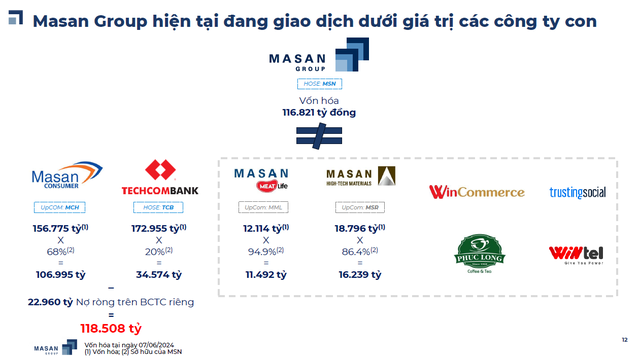 Thông tin vốn hóa Masan và các công ty thành viên, liên kết.