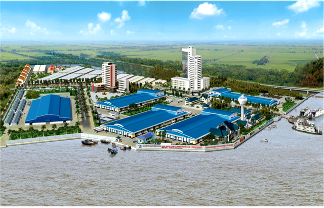 Cụm công nghiệp Vàm Cống uy nghi bên bờ sông Hậu. Cụm công nghiệp Vàm Cống uy nghi bên bờ sông Hậu.