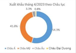Thị trường xuất khẩu của TCM trong tháng 4/2023.
