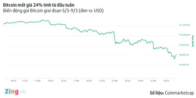 Bitcoin mất giá 24% trong tuần, xuống dưới 9.000 USD ảnh 1