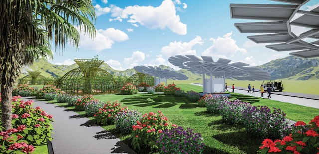 Một góc Khu du lịch điện mặt trời trong Solar Farm đầu tiên tại Việt Nam