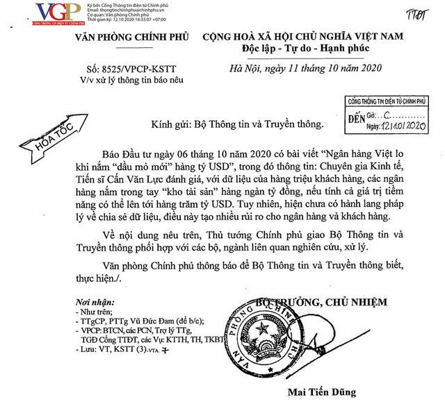 Nội dung công văn của Văn phòng Kl993 ưu đãi thưởng hấp dẫn.