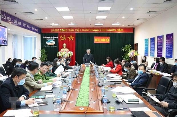 Hưng Yên họp triển khai các giải pháp phòng chống dịch COVID-19 (Ảnh: Đinh Tuấn/TTXVN).