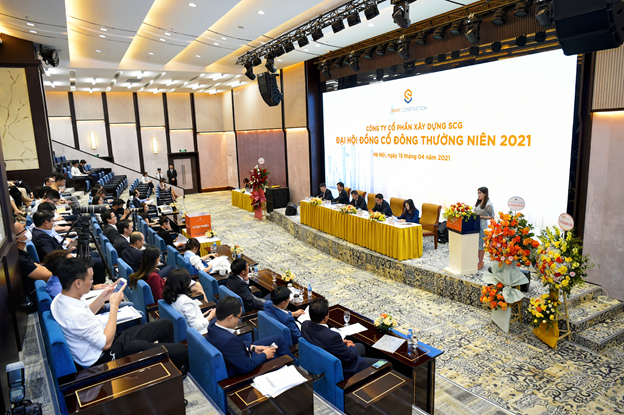 Toàn cảnh Đại hội đồng Trang Chủ KL99Com Số 1 Link Đăng Ký KL999 thường niên 2021 của Công ty cổ phần Xây dựng SCG.