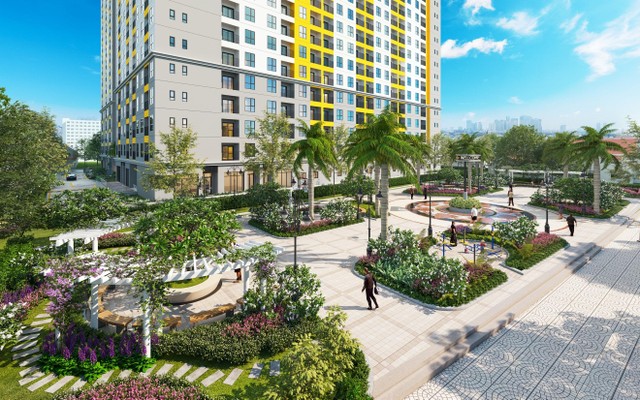 Không gian sống tại Bcons Plaza sở hữu nhiều mảng xanh.