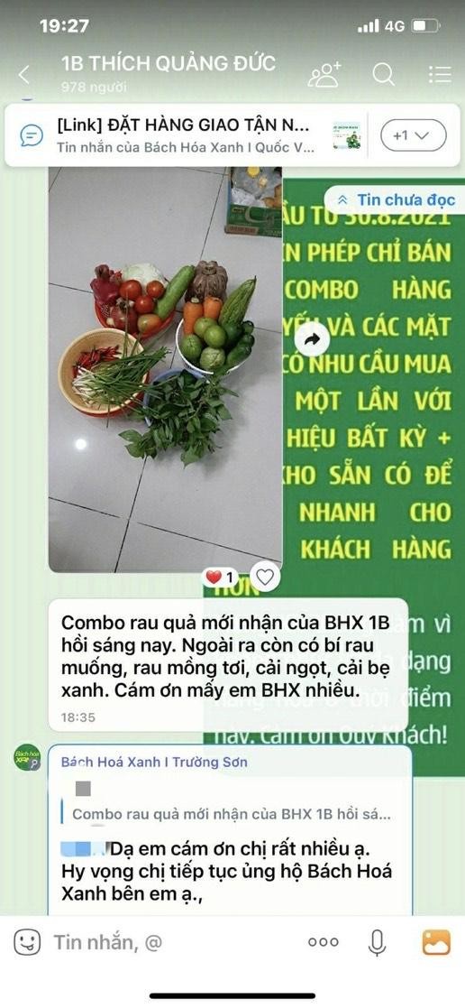 Phản hồi tích cực của một khách hàng trên nhóm.