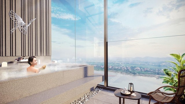 Phối cảnh bên trong căn hộ khoáng nóng Wyndham Lynn Times Thanh Thủy (Ảnh: Onsen Fuji).