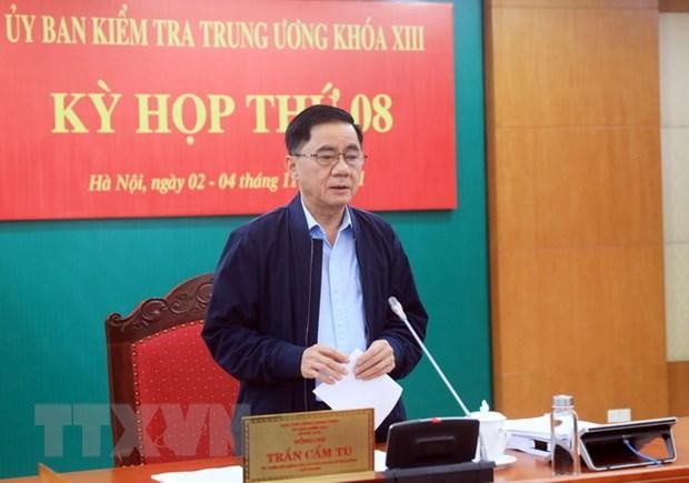 Chủ nhiệm Ủy ban Kiểm tra Trung ương Trần Cẩm Tú chủ trì Kỳ họp thứ 8 Ủy ban Kiểm tra Trung ương. (Ảnh: Lâm Khánh/TTXVN).