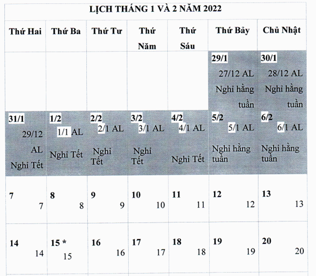 Lịch nghỉ Tết Nhâm Dần 2022 kéo dài 9 ngày với công chức, viên chức.