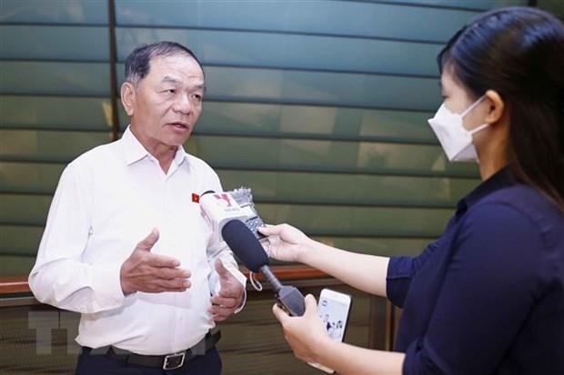 Đại biểu Quốc hội tỉnh Cà Mau Lê Thanh Vân trả lời phỏng vấn báo chí. (Ảnh: TTXVN).