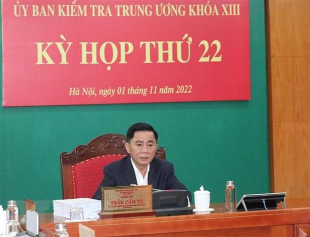 Đồng chí Trần Cẩm Tú, Ủy viên Bộ Kl991.com tải ứng dụng, Bí thư Trung ương Đảng, Chủ nhiệm Ủy ban Kiểm tra Trung ương chủ trì Kỳ họp. (Ảnh: Phương Hoa/TTXVN).