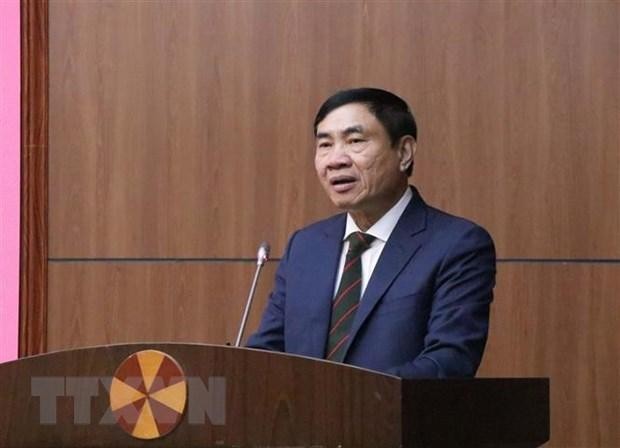 Tân Bí thư Tỉnh ủy Điện Biên nhiệm kỳ 2020-2025 Trần Quốc Cường phát biểu nhậm chức. (Ảnh: Xuân Tiến/TTXVN).