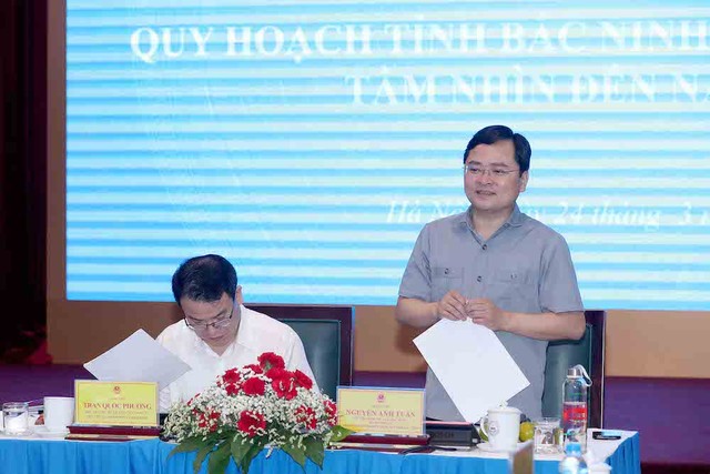 Bí thư Tỉnh ủy Bắc Ninh Nguyễn Anh Tuấn khẳng định, việc quy hoạch phải đảm bảo tính kết nối đồng bộ, liên kết vùng và phát huy lợi thế so sánh mới, khai thác tối đa tiềm năng, khắc phục các điểm nghẽn. (Ảnh: Đức Trung).