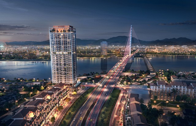 Tòa tháp căn hộ The Panoma sở hữu vị trí đắc địa sát ngay chân cầu Trần Thị Lý. Ảnh phối cảnh minh họa.