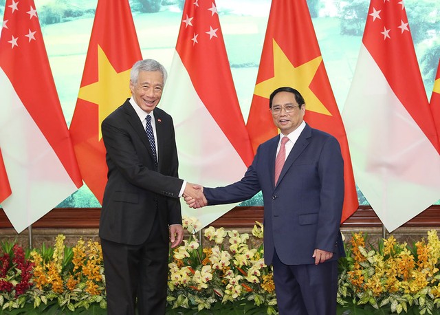Đây là lần thứ 6 Thủ tướng Phạm Minh Chính và Thủ tướng Lý Hiển Long gặp nhau (cả trực tiếp và trực tuyến) trong 2 năm qua (Ảnh: Đức Thanh).