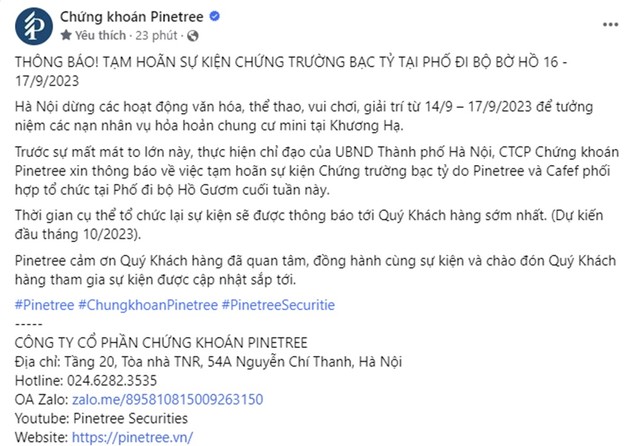 Thông báo từ Fanpage Công ty 99Kl99 link đăng nhập Pinetree mới đây.