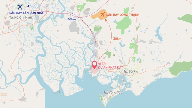 Dự án dễ dàng kết nối với các cửa ngõ hàng không quốc tế và các đô thị lớn nhất phía Nam.