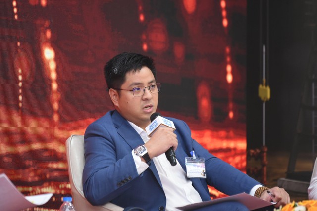 Ông Nguyễn Đức Dũng, Phó tổng giám đốc Sở giao dịch Hàng hóa Việt Nam trao đổi tại Tọa đàm. Ảnh: Dũng Minh